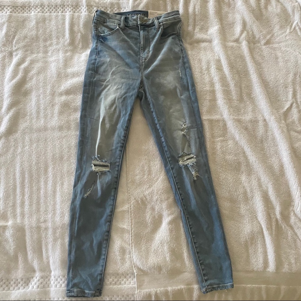 American Eagle high rise distressed jeans